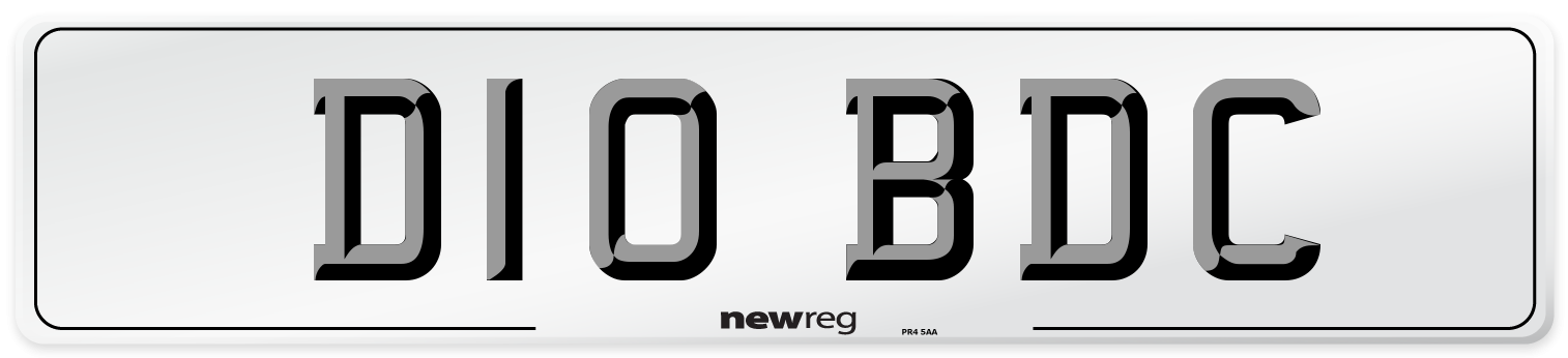 D10 BDC Number Plate from New Reg